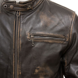 Veste d'hiver en cuir véritable personnalisée de haute qualité pour hommes Style de rue Fermeture éclair Imperméable Coupe-vent Respirant Meilleur - Product Image 4