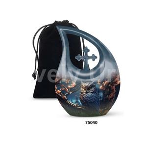 Mejor venta búho lágrima Cruz cremación urna para adultos para cenizas humanas hermoso recuerdo urna funeraria con bolsa de terciopelo gratis - Product Image 1