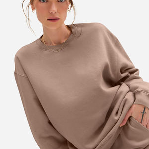 Women's Custom Logo Oversize Sweatshirt Long-Sleeves Ribbed Cuff Crew Neck Loose Fit Screen Print Winter Wear Sweatshirts - Product Image 3