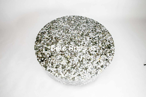 Mesa de Centro Redonda con Incrustaciones de Hueso, Mesa de Centro de Madera con Incrustaciones de Hueso, Mesa de Centro Redonda con Incrustaciones de Hueso Hecha a Mano, Diseño Moderno - Product Image 5