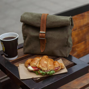 Canvas Lunch <b>Bag</b> With Leather Strap Eco-friendly and Durable Personalized Gift <b>for</b> Women <b>Men</b> LCLB-0005B - Product Image 1