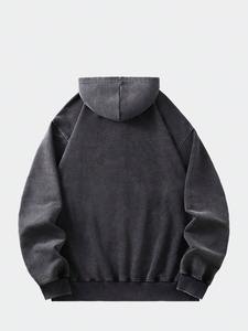 Sweat à capuche surdimensionné délavé vintage pour hommes pull à manches longues sweat-shirt polaire décontracté Streetwear haut à capuche d'hiver - Product Image 2