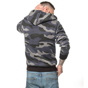 Vente en gros Sweats à capuche zippés imprimés camouflage Manteau d'hiver coupe ajustée à manches longues Sweats à capuche à motif solide Sweats à capuche pour hommes - Product Image 2