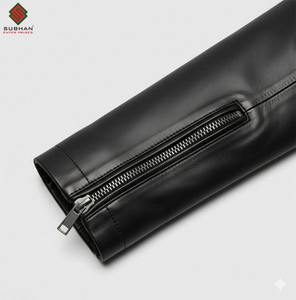 Chaqueta de Cuero para Hombre, Estilo Bomber, Dos Tonos, Marrón Oscuro, con Cierre, Estilo Motero, Hecha a Mano, Premium - Product Image 6