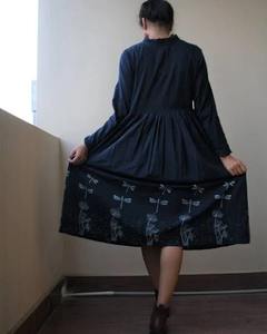 Vestido de algodón con estampado Floral de bloque de mano indio, ropa de verano informal a la moda para mujeres cortas, estilo Vintage con logotipo dulce transpirable - Product Image 2