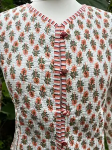 Chaqueta acolchada con estampado de bloque de mano indio para mujer, abrigo de invierno relleno de algodón transpirable, botón, nuevo estilo, regalo perfecto para su talla - Product Image 5