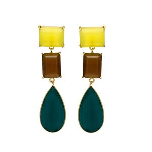 Pendientes colgantes de diseñador de tono dorado recién llegados con pendientes de latón de piedras preciosas de diseño único - Product Image 1