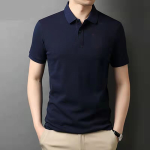 Polo pour homme en couleur unie, logo personnalisé OEM, été, broderie sur le col, tendance, grande taille, chemise vierge pour le commerce extérieur, chaleur - Product Image 6
