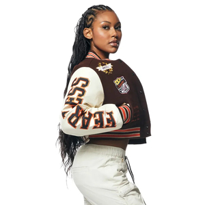Blouson bombardier à manches en cuir avec logo personnalisé pour hommes blousons de baseball Letterman Versity - Product Image 3