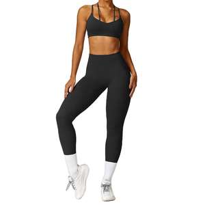 2025 nouveauté vêtements d'entraînement solide femmes Yoga tenue vêtements de sport Fitness Yoga porter durable Gym Fitness ensembles pour les femmes - Product Image 5