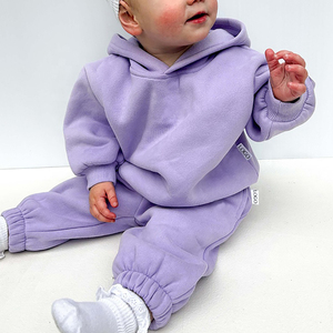 Nouveaux vêtements haute qualité unisexe polaire couleur unie Sport costume deux pièces bébé enfants survêtement - Product Image 3