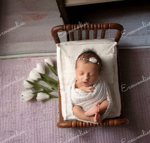 เตียงไม้สำหรับเด็กทารกในสตูดิโอของขวัญบ้านเปลที่นอนไม้อุปกรณ์สำหรับถ่ายรูปเด็กแรกเกิดเตียงเล็กเครื่องประดับถ่ายภาพทำจากไม้ - Product Image 4