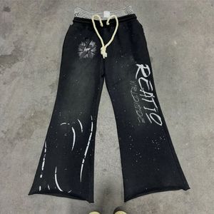 Pantalon personnalisé vintage lourd délavé à l'acide 100% coton pour hommes avec imprimé strass Baggy à jambes larges surdimensionnées en détresse - Product Image 1