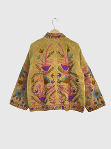 Veste en lin brodée de fleurs, col montant, manches longues, style Prairie Chic, vêtements de printemps pour femmes - Product Image 2