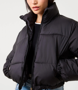 Venta caliente de manga larga Crop Top Ropa de invierno Stand Up Collar Puffer Jacket Custom Printed Logo Hip Hop Style Bubble Jacket - Product Image 2