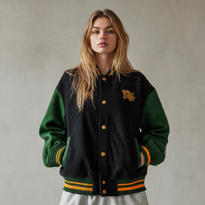 Chaqueta Universitaria Extra Grande 100% Lana para Mujer, Ropa Urbana de Invierno, Abrigo Universitario con Botones para Mujer - Product Image 4