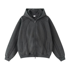 Nueva Sudadera con Capucha Informal con Cierre y Lavado Ácido, Personalizada, de Algodón y Felpa, Ajuste Regular para Adultos - Product Image 1