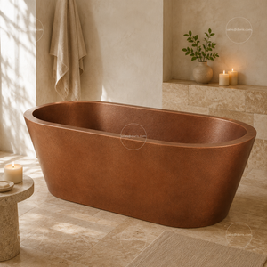 Vente en gros Divris DRC-7301 Baignoire autoportante en cuivre, ovale, faite à la main, de luxe, pour immersion profonde, finition personnalisée, moderne, antimicrobienne - Product Image 2