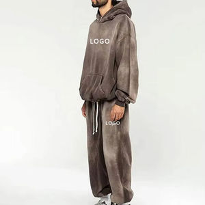 Chándal de Felpa para Hombre, Lavado Ácido, Logotipo Personalizado, Talla Grande, Alta Calidad, 100% Algodón, Hombros Caídos, Lavado a la Piedra - Product Image 5