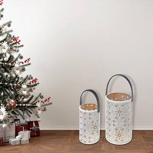 Meilleure vente de Noël décoratif en métal bougeoir votif double ton étoile Cutwork Design blanc bougeoirs marocains - Product Image 2