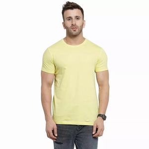 Pale <b>yellow</b> cotton <b>t</b> <b>shirt</b> for <b>men</b> and women custom logo short sleeve plain casual tee wholesale bulk supplier - Product Image 1
