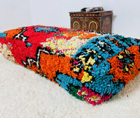 Kilim – coussin rectangulaire arc-en-ciel marocain, coussin de sol en laine fait à la main pour l'extérieur, Pouf marocain Vintage