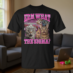 Cat Lover <b>T</b>-<b>Shirt</b> <b>Meme</b> Cat with Sarcastic 'What the Sigma' Quote for Those for Who Appreciate Memes - Product Image 3