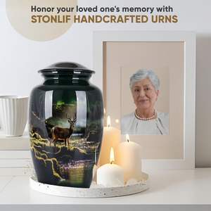 Design moderne Grande urne funéraire en forme de cerf pour les cendres humaines Urne funéraire décorative pour papa Adulte Mâle Femelle 200 Lbs Sympathie - Product Image 2