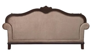 Conjunto de sofás de madera marrón oscuro para sala de estar, conjunto de sofás para oficina y salón de madera teca, 3 asientos - Product Image 3