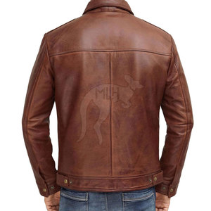 เสื้อแจ็คเก็ตหนังวัวแท้คุณภาพสูงสำหรับผู้ชาย ปี 2024 คอตั้ง โลโก้ด้านหน้า กันลม เป็นมิตรกับสิ่งแวดล้อม ระบายอากาศได้ดี - Product Image 2