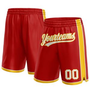 Pantalones Cortos de Baloncesto Industrie Direct Personalizados Rojos, Blancos y Amarillos, Auténticos - Product Image 1
