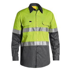 Premium High Visibility Light Grey Polyester Fluorescent <b>Safety</b> Work Shirts Full Sleeve 2X-Large <b>Reflective</b> <b>Clothing</b> - Product Image 1