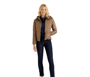 Veste matelassée à bulles pour femme, couleur marron unie, design personnalisé OEM, coque en nylon matelassée, rembourrage en polyester, respirante, fermeture éclair - Product Image 4
