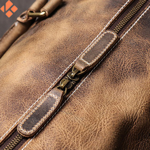 Bolso de lona de cuero genuino de alta calidad para hombre, bolso de lona de viaje de cuero en color sólido - Product Image 5