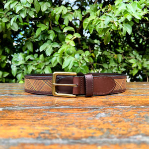 Ceinture de costume unisexe en cuir de buffle, motif uni, largeur 35 mm, avec boucle en laiton massif à 100%, durable - Product Image 1
