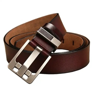 Ceinture décontractée en cuir de vachette véritable avec logo personnalisé pour hommes avec boucle à ardillon Ceinture en cuir véritable à la mode pour hommes - Product Image 2