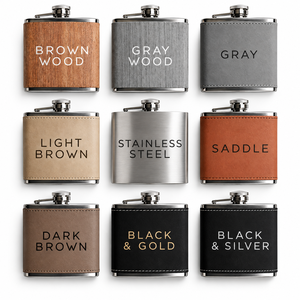 Flacons à liqueur personnalisés avec logo, en cuir, 6 oz, en acier inoxydable, avec housse en cuir végétalien - Product Image 5