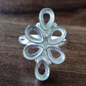 Meilleures ventes, bague en argent sterling 925, sertie de fleurs, sertie de pierres en forme de poire de 6x4 mm, sertie vide, pour femmes, bijoux fins, souvenir - Product Image 6