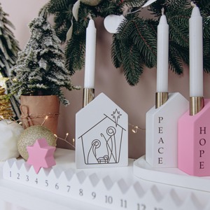 เชิงเทียนไม้หกคอลัมน์เหมาะสำหรับตกแต่งบ้านโต๊ะกลางและโคมไฟเทศกาลทำด้วยมือจากอินเดีย - Product Image 6