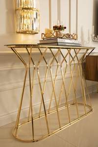 Elegant white <b>marble</b> top with a unique spiral gold base. Elevate your entryway! Available at wholesale prices. - Product Image 3