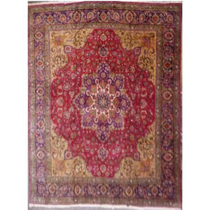 Una de las pocas alfombras persas de Tabriz de 12'11 x 11'3. - Product Image 1