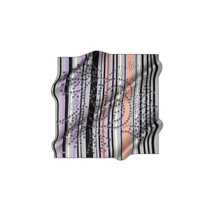 <b>Grey</b> Silk Twill Digital Print Geometric Pattern Square <b>Scarf</b> - Product Image 1