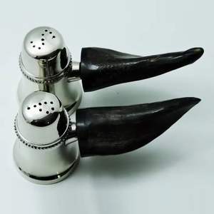 Juego de sal y pimienta para mesa con mango de hueso de color antiguo y latón con níquel pulido - Product Image 5