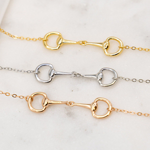 Horse Shoe <strong>Bracelet</strong> Rose Gold Plated 925 Sterling Silver <strong>Snaffle</strong> Horse Bit <strong>Bracelet</strong> - Product Image 1