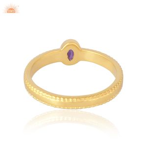 Bague en or massif 9 carats avec améthyste, design attrayant, bijou de déclaration, fabricant - Product Image 4