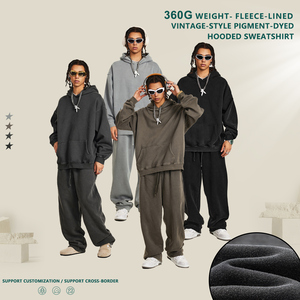 Sudadera con Capucha Lavada al Ácido con Logotipo Personalizado para Hombre, Estilo Urbano de Punto Holgado con Aspecto Desgastado, Informal, para Invierno, con Capucha, Pedido al por Mayor - Product Image 5