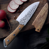 Acier Damas Japonais AUS8 Acier Martelé Couteau de Chef de 5 Pouces avec Gaine en Palissandre Meilleure vente de Haute Qualité OEM ODM 2025