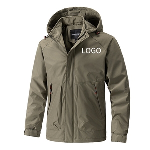 Chaqueta de lluvia de estilo urbano de Otoño de talla grande personalizada para hombre impermeable de nailon recubierto de poliéster con capucha lavada de corte holgado de talla grande - Product Image 5