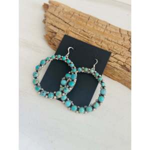 ต่างหูเงินแท้ประดับเทอร์ควอยซ์คิงแมนทำมือแบบห้อยสไตล์นาวาโฮ - Product Image 3