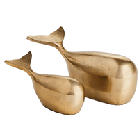 Objet décoratif en forme de bateau doré, art minimaliste, décoration, base en bois, objets de table pour la maison, hôtel, ornement en métal